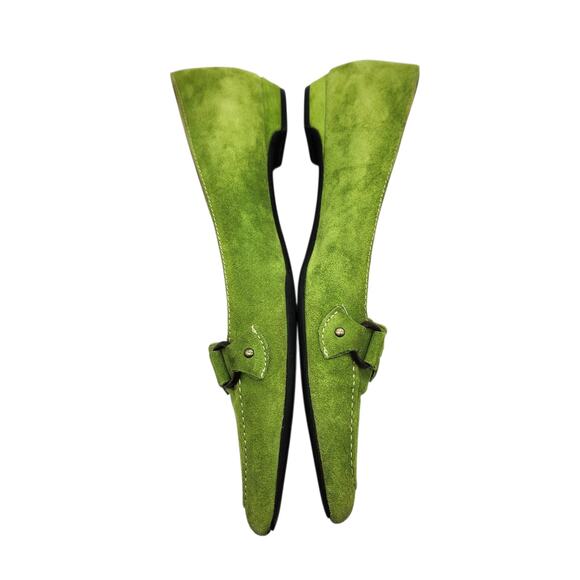 J.Crew Suede Flats – Green Pointed Toe with Buckle Detail & Pink Insole 7.5 - Picture 5 of 8